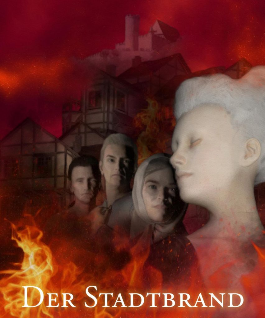Plakat vom Musical: Personen und Feuer als Grafik