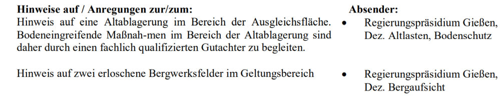 Textelement zum Thema Altablagerung