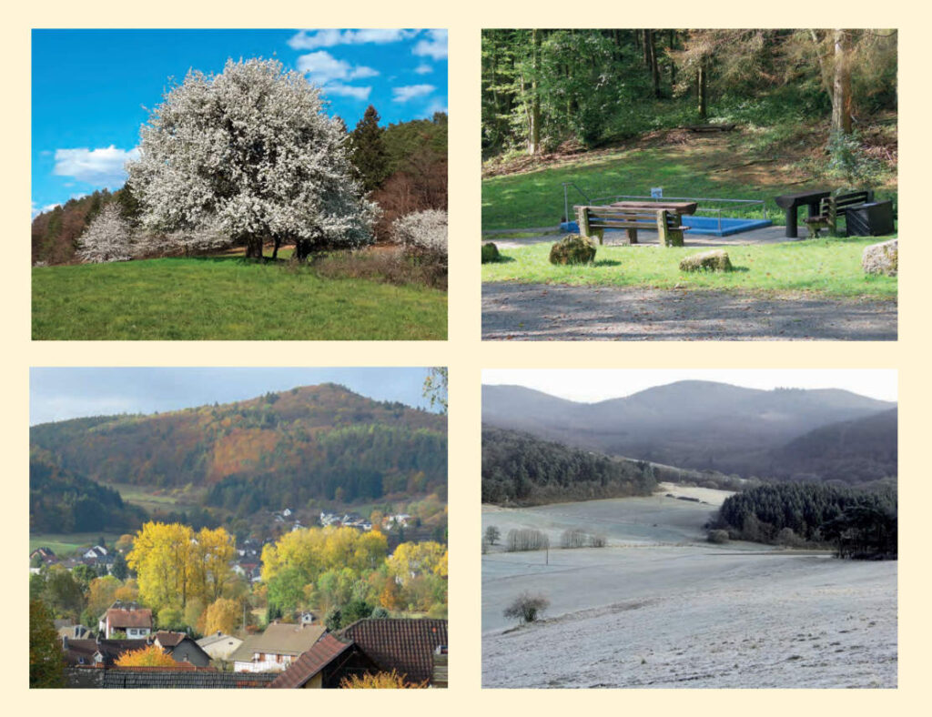 Vier Bilder vom Dorfkalender - Blick auf Kombach