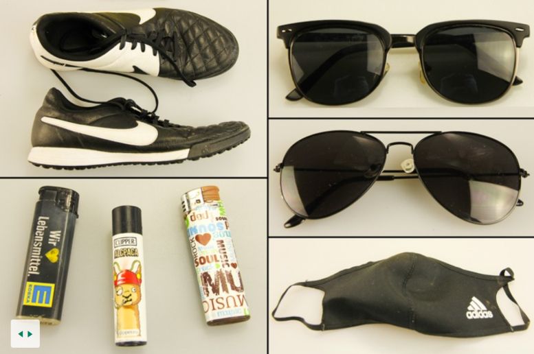 Fundstücke wie Sonnenbrillen, Turnschuhe und Süßigkeiten