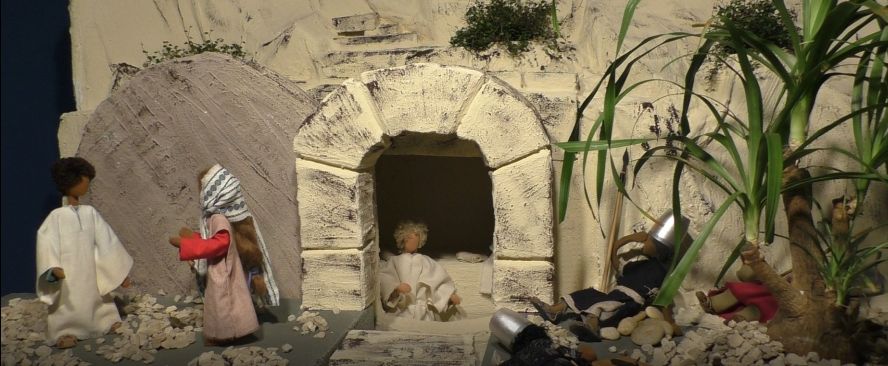 Osterszene mit Egli-Puppen: Auferstehung des Herrn.