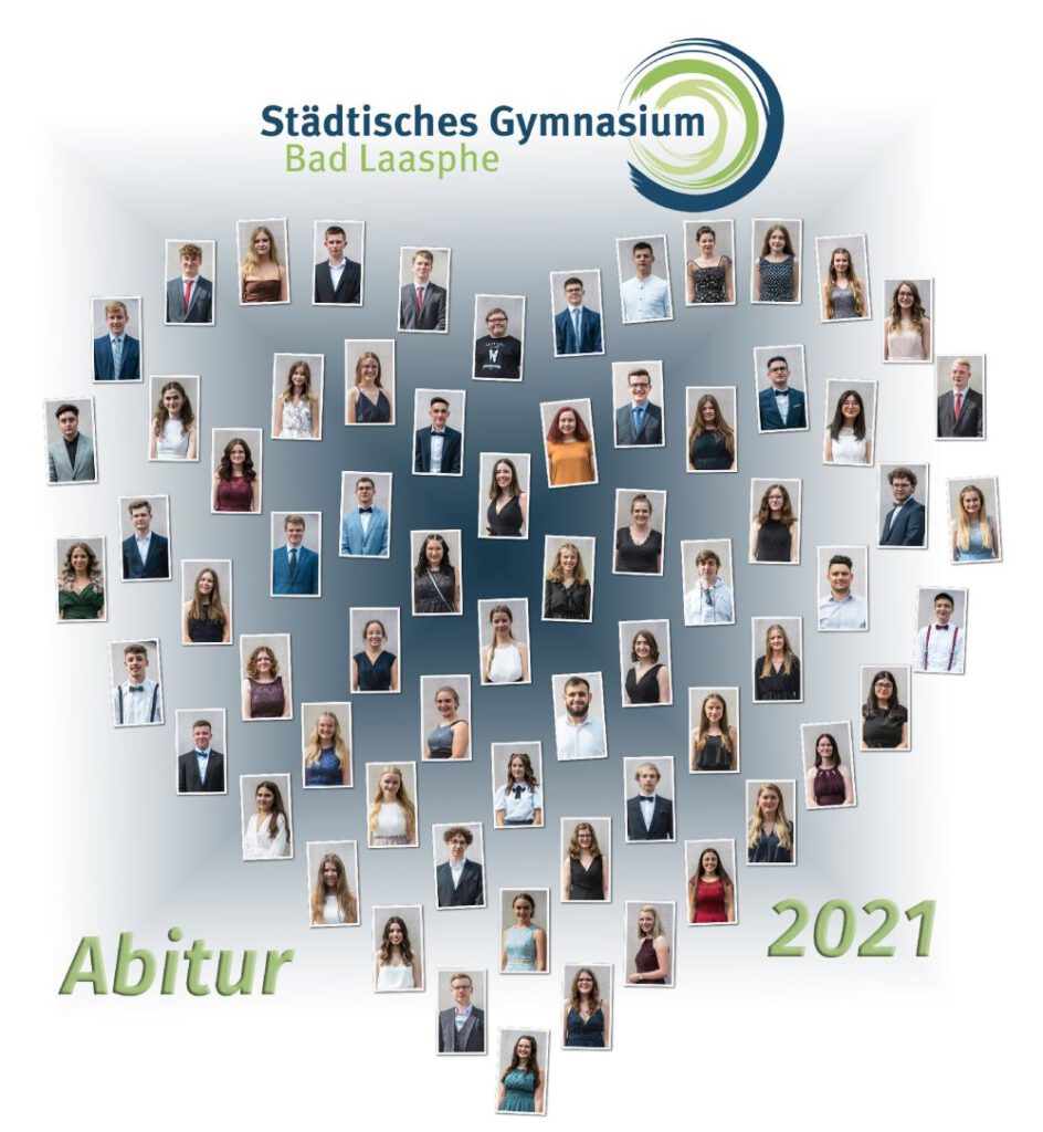 Collage der Abiturienten in Herzform