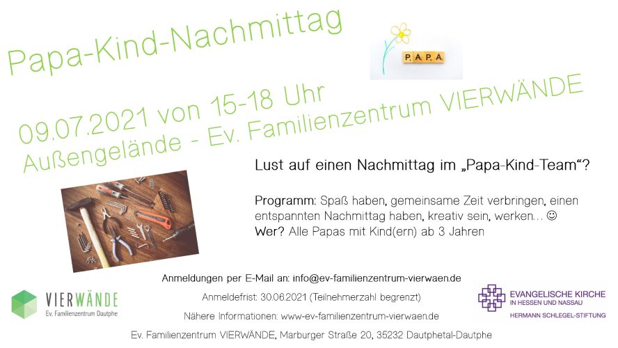 Ein Plakat mit Infos zum Papa-Kind-Nachmittag.