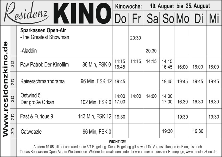 Das aktuelle Kinoprogramm.