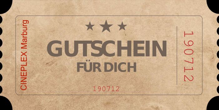 Kino-Gutschein in Sepia