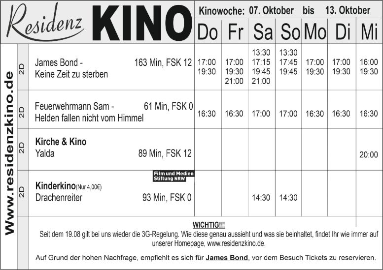 Das aktuelle Programm im Residenzkino.