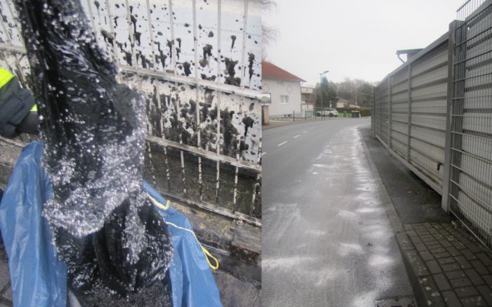Altöl (abgelöscht) auf einer Straße