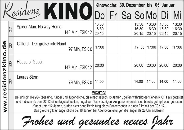 Das Programm zum Jahreswechsel.