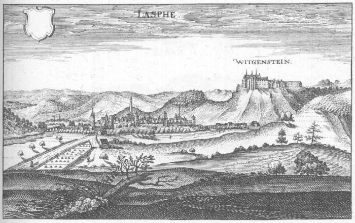 Historische Stadtansicht in Schwarz-Weiß