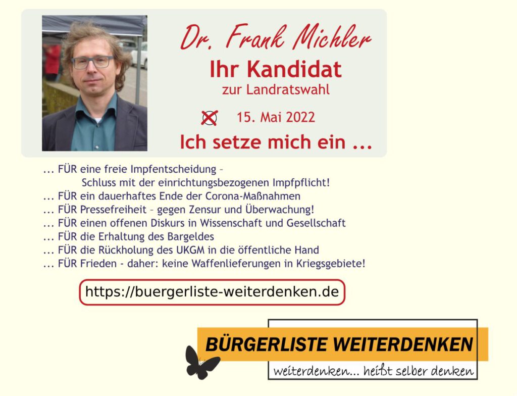 Kandidat Dr. Frank Michler und die Wahlziele